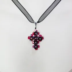 Pendant 45cm - Trisha-Black Organza - Pendant 45cm - Laiton argenté